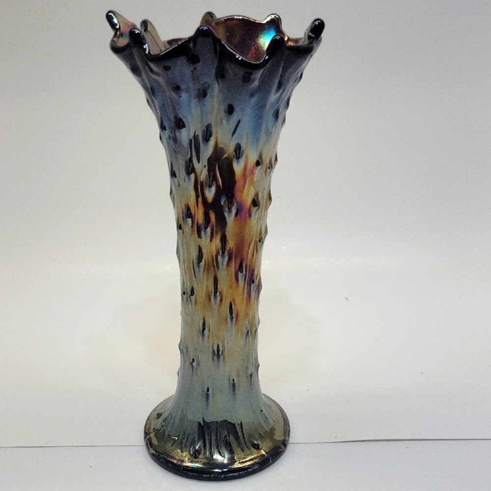 Vintage Northwood Swung Irridescent Glass Tree Trunk Vase - 10"